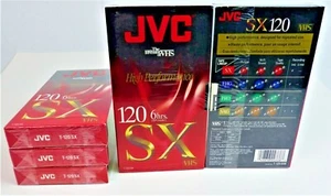 Lotto di 5 nastri VHS vuoti ad alte prestazioni JVC T-120 6hrs SX - nuovi sigillati in fabbrica - Foto 1 di 4