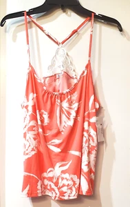 Linea Donatella Women's Printed Sleeveless Cami Top Only - Coral Size Medium - Picture 1 of 4