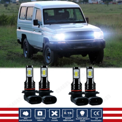 For Toyota Land Cruiser 1991-1997 4X Front LED Headlight Bulbs High Low Beam HKB - Image 1 of 4