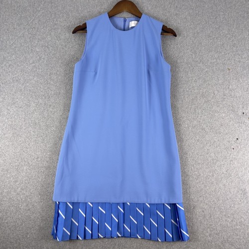 UNDERCOVER Abito Victoria Victoria Beckham Shift donna US 6 blu plissettato orlo foderato cocktail