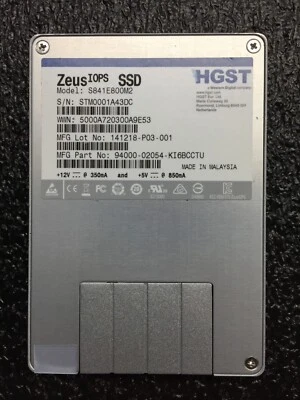 HGST ZEUS IOPS  800GB  SAS 2.5" SOLID STATE DRIVE S841E800M2 - Image 1 of 3