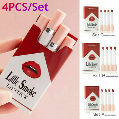 4pcs Cigarette Lipstick Matte Velvet Long Lasting Waterproof Makeup UK • 4.40€