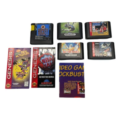 Lot of 5 Vintage Sega Genesis Games + Sega NBA Jam & Real Monsters Manual & More - Image 1 of 4