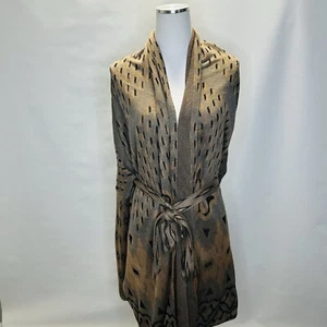 Hale Bob Silk Long Swing Wrap Sweater with Belt Brown Size Large 1ANB7064 - Picture 1 of 12