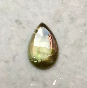 Genuine bio tourmaline cabochon gemstone good color pear shape 5.35 carat - Picture 1 of 8
