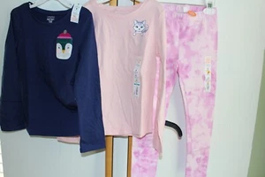 3 PC SET Girls Size 5 Jumping Beans Tops Leggings NWT Lot NEW Cat Pinguin - Picture 1 of 4