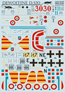 Print Scale 72-078 1/72 Decal for Dewoitine D.520 - Picture 1 of 3
