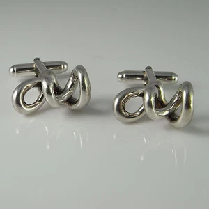 Vintage Silver Cufflinks with Box Unique Mens Cuff Links - Bild 1 von 6