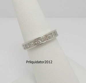 1CT Natural Princess Diamond Anniversary Bridal Wedding Band Ring 10K White Gold - Picture 1 of 11