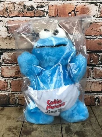 Hasbro Softies Baby Cookie Monster Plush Sesame Street Vintage 80s New Sealed Cover