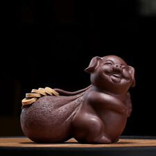 Pig Statue Yixing Zisha Tea Pet Wealthy Coin Mascot House Warming Gift Tea Play