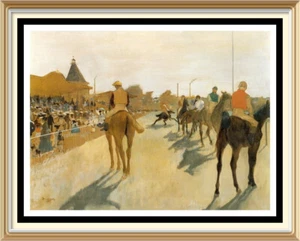 Vintage Equestrian Wall Art Print EDGAR DEGAS - Racehorses in Front of the Stand - Picture 1 of 1