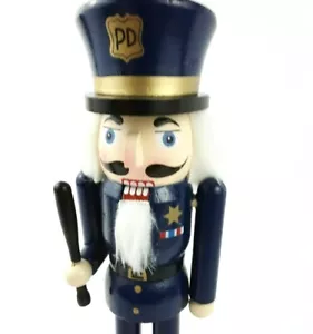 Nutcracker Policeman First Responder Handmade Holiday Christmas 10 in. Wood - Picture 1 of 12