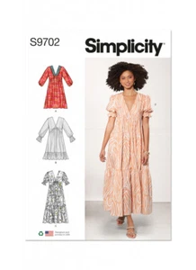 Simplicity Nähmuster S9702 Misses' V-Ausschnitt Empire-Line Kleid mit Taschen - Bild 1 von 7