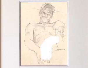 Nude Vintage Drawing Nude Sketch American Art Erotic Gay Harry Bush Tom Finland - Picture 1 of 3