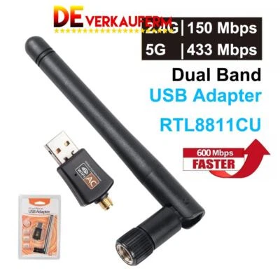 802.11ac/b/g/n 2.4/5.0 Ghz RTL8811CU Dual-Band WIFI WLAN Adapter Stick USB 2.0 - Bild 1 von 4