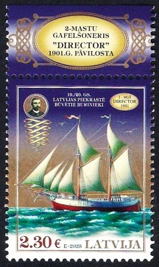 Latvia 2025 (02) Historical Latvian ships - Gaff schooner Director 1901 (edge) - Image 1 of 1