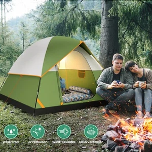 COBIZI Camping Tent 4 Person Easy Setup Backpacking Tent with Removable Rainfly - Picture 1 of 27