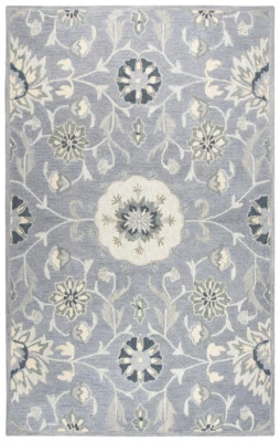 Rizzy Rugs Gray Scrolls Petals Rings Transitional Casual Area Rug Floral RS915A - Image 1 of 4