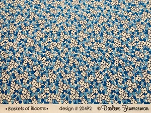 1930s Repro Fabric BASKET OF BLOOMS Blue Floral KAUFMAN Darlene Zimmerman FQ - Picture 1 of 2