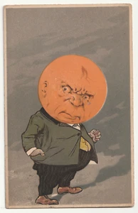 Mann mit Mondgesicht, Karikatur, alte Künstler  AK 1906 gel. - Bild 1 von 2