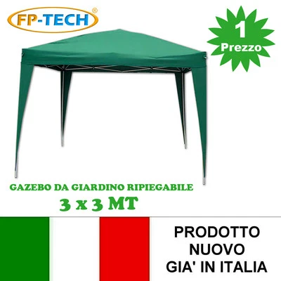 GAZEBO PIEGHEVOLE GIARDINO 3X3 AUTOMATICO RICHIUDIBILE FISARMONICA STAND FIERA - Immagine 1 di 4