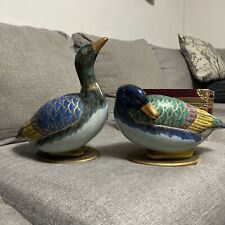 Antique Japanese Kutani set of two porcelain Ducks Early c.1900