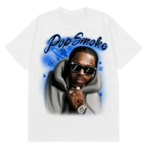CUSTOM T SHIRT POP SMOKE WOO HOMAGE RAPPER MUSIC HIP HOP R&B VINTAGE TEE ARTIST - Foto 1 di 2
