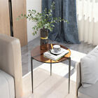 Fashional Round End Side Table Glass Top Sofa Coffee Table Bedside Storage Table