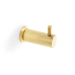 Solid Satin Brass Knurled Projected Coat Wall Hook Bathroom Doors Door Heavy - Picture 1 of 2