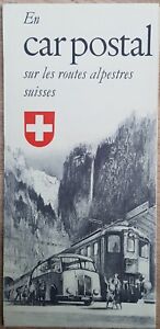 SWITZERLAND En Car Postal/Post Bus Swiss Alps Routes Maps/Prices Brochure 1950s