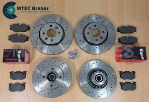Clio 2.0 172 182 01-05 Drilled Grooved Front Rear Brake Discs & Brembo Pads ABS - Picture 1 of 8