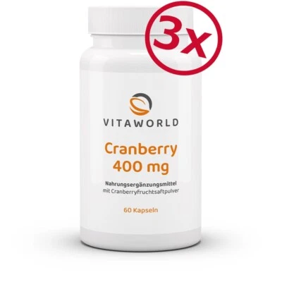 Vita World 3er Pack Cranberry 400mg 3 x 60 Kapseln Cranberrypulver Cranberries