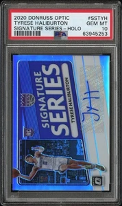 2020-21 Donruss Optic Signature Series Tyrese Haliburton Holo Auto Rookie PSA 10 - Bild 1 von 4