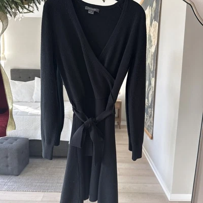 French Connection, Small Black V Neck Sweater Dress - Image 1 of 3