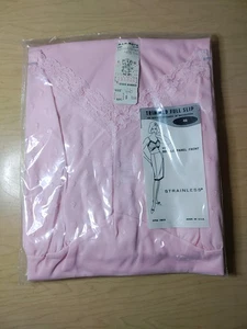 Vintage Stainless Trimmed Full Slip - Size 46 - New, Tags, Pink - Bild 1 von 14