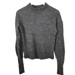 Maglione Quince taglia grande lana grigio alpaca a costine manica vescovo girocollo maglia - Foto 1 di 8