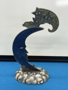 AWR PRODUCT Glitzer blau emailliert Mond Gesicht Stern Ornament Halter Ständer 6 1/2" - Bild 1 von 10