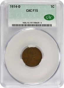 1914-D Lincoln Cent F15 CACG - Picture 1 of 2