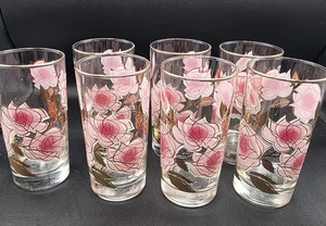 Set di 7 bicchieri testurizzati vintage anni 60 favolosi linea rose highball barware - Foto 1 di 4
