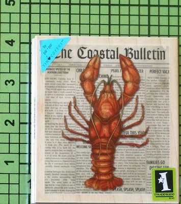 Sello de goma montado en madera náutica langosta The Coastal Bulletin de Inkadinkado Foto 1 de 3