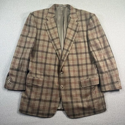 Ermenegildo Zegna Blazer Sport Coat Men 50L (48L) Brown Windowpane Cashmere Wool - Image 1 of 4