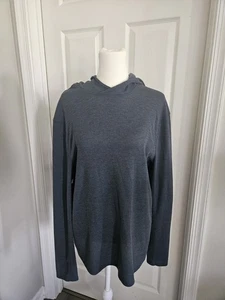 Lululemon Hoodie Mens M Blue Gray Ribbed Waffle Knit Pullover Lightweight - Picture 1 of 3