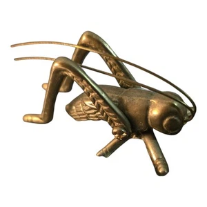 Statuina grillo cavalletta vintage in ottone con antenne gambe mobili - Foto 1 di 8