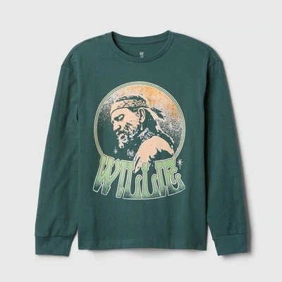 Nueva Camiseta Verde Willie Nelson Circle Photo Gap Niños Talla Mediana Manga Larga Foto 1 de 3