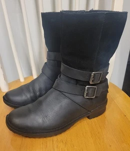 UGG Damen-Winterstiefel schwarz Lorna Schnalle wasserdicht Leder halbhoch Größe 6,5 - Bild 1 von 7
