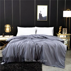 1Pc Mulberry Silk Duvet Cover Solid Color Quilt Cover Queen King Comforter Cover - Picture 1 of 28