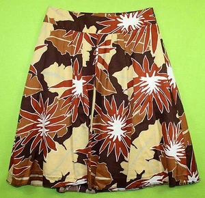 Merona sz 4 Womens Brown Leaves A-Line Cotton Skirt KD40 - Picture 1 of 3