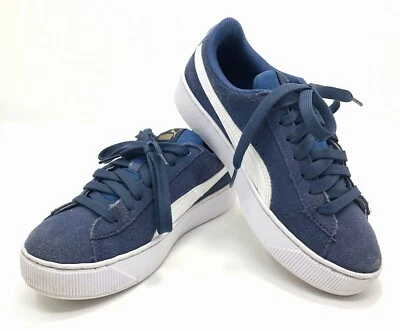 Tenis PUMA Gamuza Smash Plataforma Azul Marino y Dorado Juvenil Talla 5C Foto 1 de 4