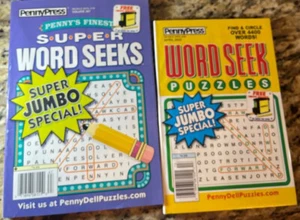Lot 2 New Penny Press Dell Word Search Puzzle Books New/Unsued No Duplicates - Picture 1 of 1
